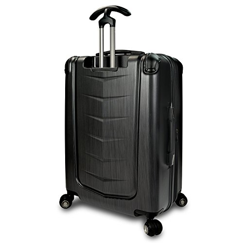 Traveler's Choice Silverwood Polycarbonate Hardside Expandable Spinner Luggage, Brushed Metal, Checked-Medium 26-Inch - Image 4