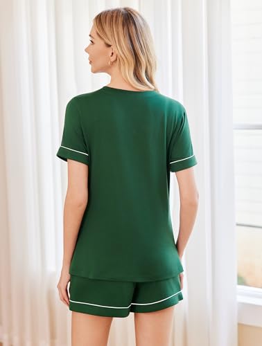 Image of Ekouaer Pajamas for Women Set Short Sleeve Loungewear Soft Pjs Shorts Set | V Neck Sleepwear with Pocket,Comfy Lounge Sets,Comfortable Fit,lightweight,Maternity,Gift,Sleeping & Bedtime,Lounging at Home