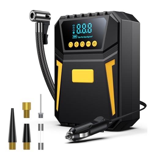 Inflador Ruedas Coche - Compresor Aire Portatil 12V DC, Compresor Aire Coche 150PSI con Linterna - para Coches/Motos/Bicicletas/SOS Emergencia, Presión Preestablecida y Apagado Automático