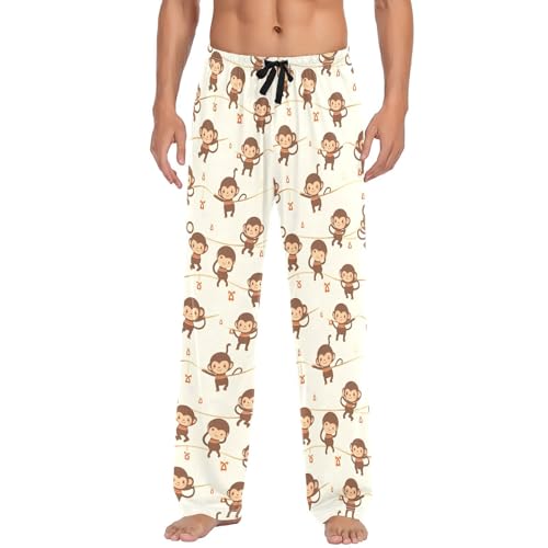 Monkeys Perform Acrobatics Men's Pajamas Pants Cotton Sleep Bottoms Pants Lounge Sleepwear - S2