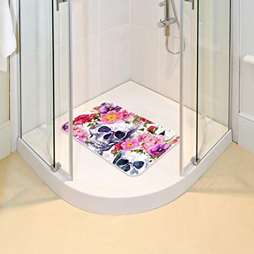 Alfombrilla para bañera infantil rosa de 68x37 cm con diseño de calavera 7