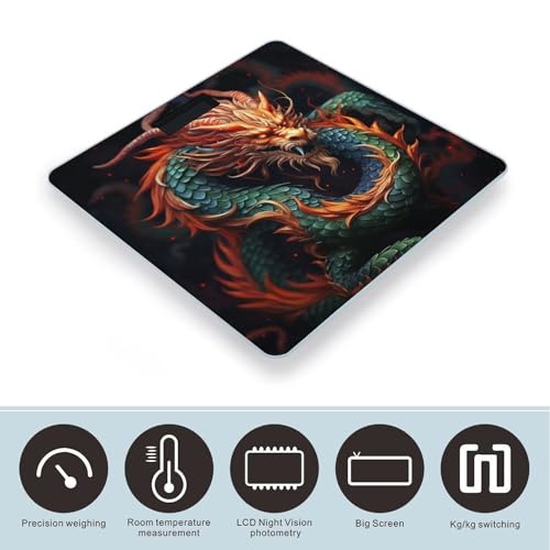 Báscula Digital de Baño con Vidrio Templado y Diseño Dragon miniatura 3