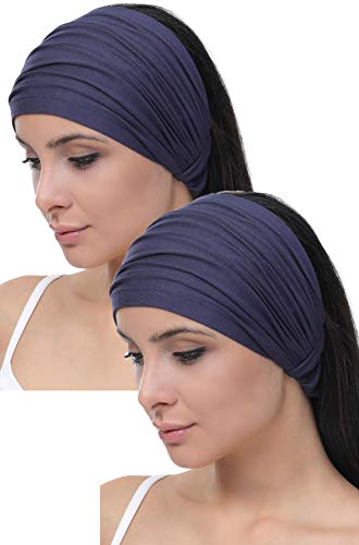 Preisvergleich Produktbild Deresina Elastisches dehnbares Stirnband, Haarband für Haarausfall (Denim)
