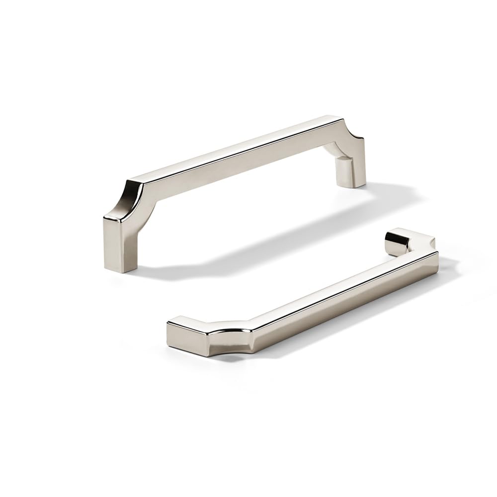 khtumeware 10-Pack 96mm Polished Nickel Cabinet Pulls, Solid Zinc Alloy Heavy-Duty Handles for Kitchen/Bathroom Cabinets, Drawers & Cupboards (3-3/4 Inch Center to Center)
