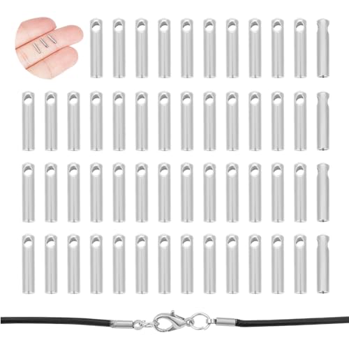 UNICRAFTALE 100Pcs Stainless Steel Cord Ends End Caps 1mm Inner Diameter Column Cone Leather Cord Ends Jewelry Making Caps Bracelet End Caps Terminators Cord Finding for Necklace Jewelry Making