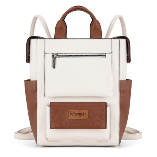 Montana West Wrangler Bolsa feminina conversível, elegante, com zíper nas costas, antifurto, com alça ajustável, D Bege, Medium, Mochilas Daypack