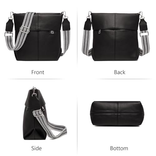 Myhozee Umhängetasche Damen Mittelgroß Handtasche - Klein Crossbody Bag PU Leder mit 2 Gurt, Schultertasche Tasche Damenhandtasche Uni mit Breitem Gurt für Frauen Damen