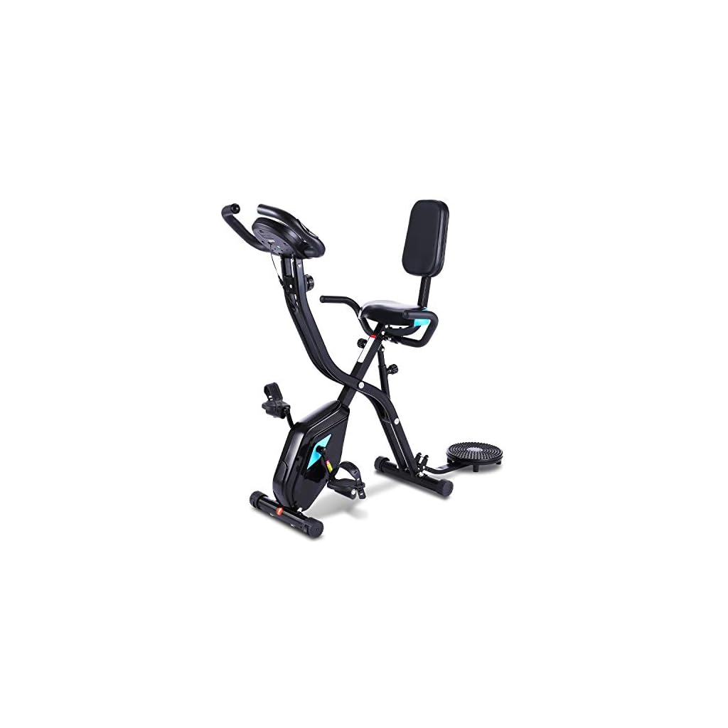 Profun Opvouwbare hometrainer app 10 magnetische weerstandsniveaus, trainingsfiets met tablet/houder voor telefoon en zitting, groot, comfortabel
