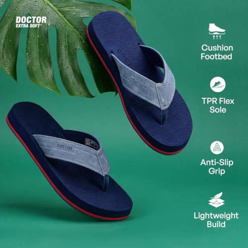 Image of DOCTOR EXTRA SOFT Men's Comfortable Tpr Slippers With Cushion Footbed For Adult|Orthopedic & Light Weight|Stylish & Anti-Skid|Waterproof Everyday Casual Durable Dr. Home Flip Flops Gents & Boys D-37