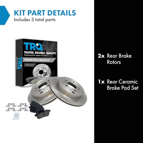 Image of TRQ Rear Brake Pad and Rotor Set Ceramic Vented Rotors | For 2007-2012 Mazda CX-7