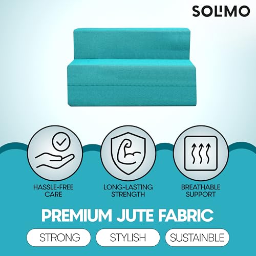 Image of Amazon Brand - Solimo 2 Seater 4 * 6 Jute Fabric Washable Cover Sofa Cum Bed2 Seater Double Foam Fold Out Sofa Cum Bed (Finish Color - Sky Blue Delivery Condition - Pre-Assembled)