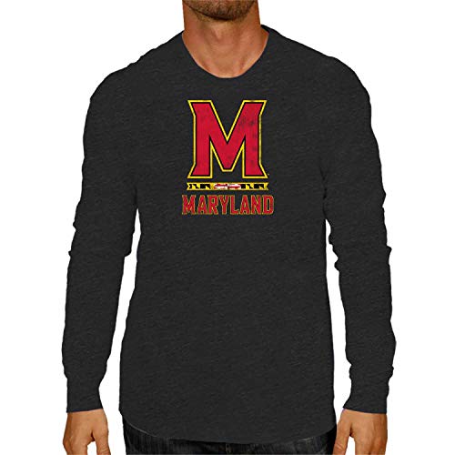 Campus Colors NCAA MVP Adult Long-Sleeve Shirt - Cotton & Polyester - Durable and Lightweight - Stylish Comfort for Game Days (Maryland Terrapins - Black, Small)