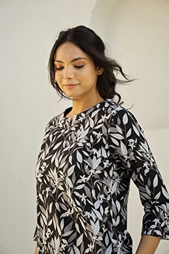 Image of SANSKRUTIHOMES Women's Premium 100% Cotton Printed Co-Ord Set | Short Sleeve Shirt & Pant Set | Pink Checkered Sun & Palm Tree Print | Casual Summer Resortwear, Vacation Wear & Comfortable Loungewear