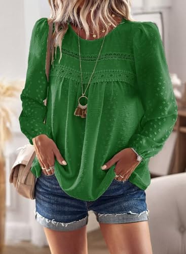 Image of Falechay Womens Tops Flowy Boho Dressy Casual Lace Cute Long Sleeve Shirts