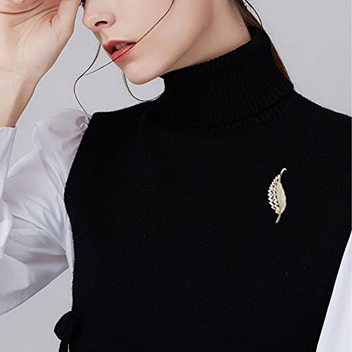 Ailonmei Elegant Leaf Corsage Brooches Jewelry For Women Fashion Pearl Costume Broaches And Pins(Gold) #TOP5