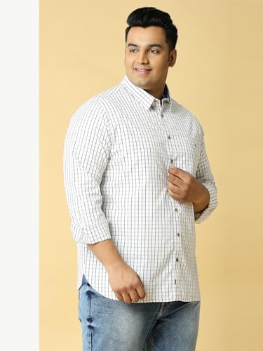 Image of Thomas Scott Men Pure Cotton Regular Plus Size Premium Checked Casual Shirt