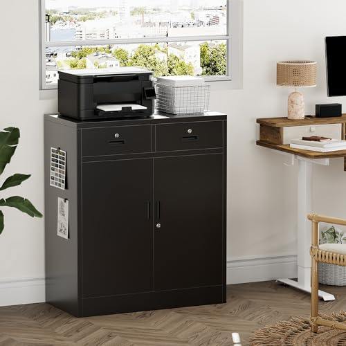 Storage Cabinet, 36 Inch Tall Metal Storage Cabinet with Doors and Shelves, Metal Cabinet with Drawers, Pantry Cabinets for Kitchen Storage, Garage Cabinet for Living, Dining Room.