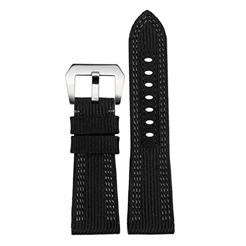 Bracelet de montre Panerai en cuir véritable doublé 26mm de qualité supérieure noir