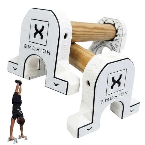 EMOXION® - Barras Paralelas Calistenia Profesionales, Ideales Para Calistenia En Casa Soporte De Flexiones Entrenamiento Funcional Y Ejercicios De Gimnasia Artística (White Edition, Atherion Series)