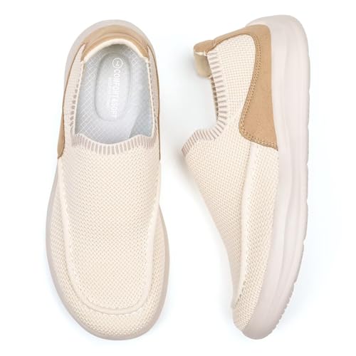 BEJINASH Women's Walking Shoes Wide Toe Box Knitted Slip-on Shoes for Women Comfortable and Soft Casual Work Loafer Shoes3