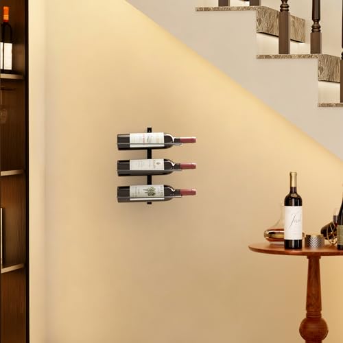 Image of B4Life Wine Rack Wall Mounted 3 Bottles, Hanging Wink Racks Small Space | Small Apartments Wine Selection, Newcomers, Dress up a Blank Wall, Small Wine Rack, Home Bar, Modern, Cellar, Kitchen