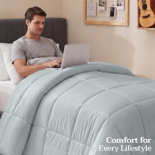 Image of Utopia Bedding Twin Comforter, Duvet Insert, Light Grey, 64 x 88 Inches