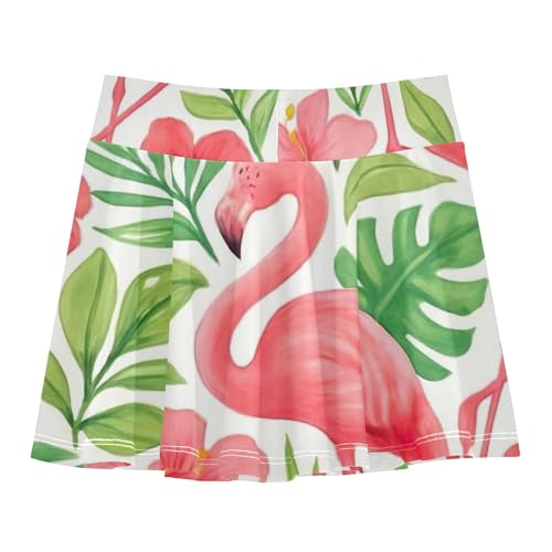 Tropical Pink Flamingos Athletic Shorts Girls Skorts Toddler Tennis Skirts Pink Cute Teen Cheer 3t2