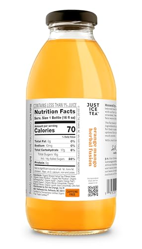 Just Ice Tea Organic Orange Mango Herbal Fusion Tea, 16 FZ