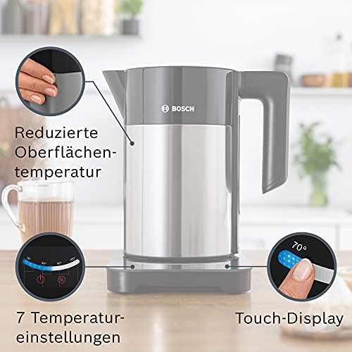 Bosch kabelloser Wasserkocher TWK7203, Abschaltautomatik, Überhitzungsschutz, 7 Temperatureinstellungen… – Bild 3