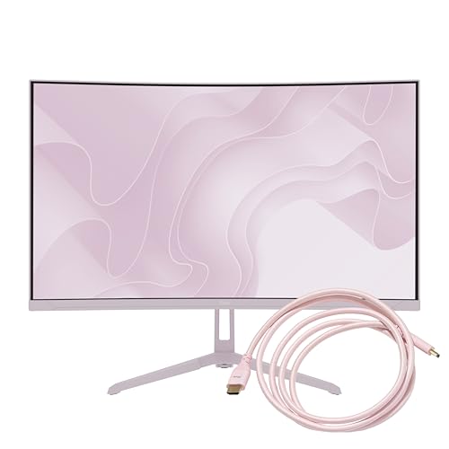 Image of Pixio PXC248 Wave Pink 24 inch 200Hz 1080p 1500R Curve Fast VA 1ms GTG Adaptive Sync Gaming Monitor with Pink HDMI 2.1 Cable Certified Ultra High Speed 10FT 8K 60Hz 4K 120Hz Nylon Braided
