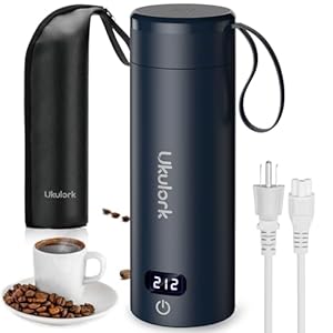 Travel Electric Kettle Portable, Small Tea Coffee Kettle Hot Water Boiler,4 Warmable Temperature Presets, 304 Stainless Steel with Auto Shut-Off& Boil Dry Protection 380ml/12.85Oz (Navy Blue)