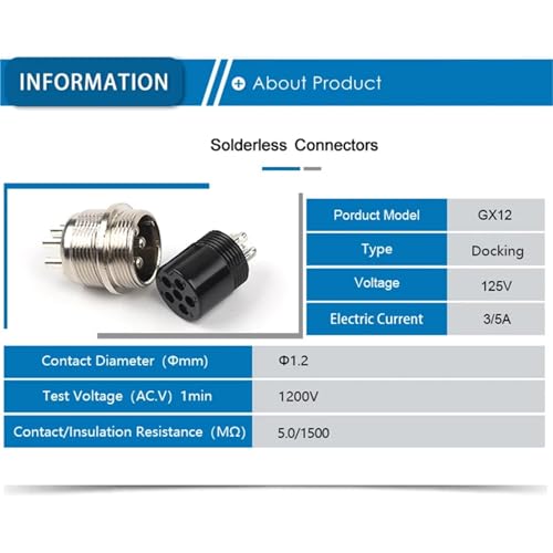 Conector GX12 de 4 pines tipo tope aviación macho hembra de 12mm 6