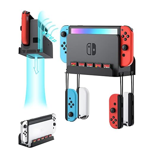 ZAONOOL Wall Mount for Nintendo Switch and Switch OLED, Wall Mount Kit Shelf Stand Accessories with 5 Game Card Holders and 4 Joy Con Hooks, Safely Store Your Switch Console Near or Behind TV (Black)