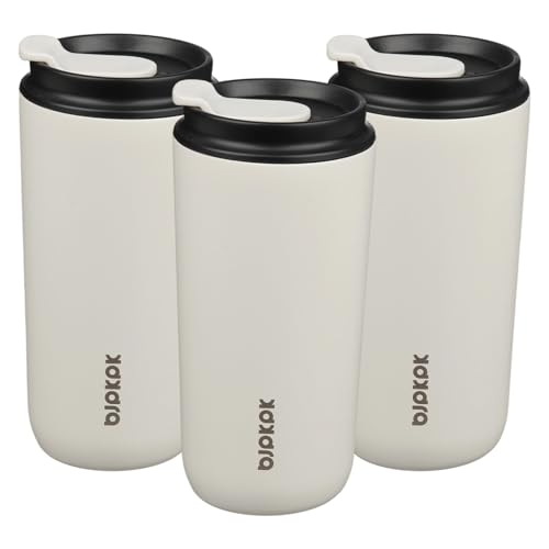 Image of BJPKPK 3 Pack 16oz Insulated Coffee Mug, Stainless Steel Tumbler, Leakproof