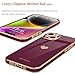 Teageo for iPhone 14 Case for Women Girl Cute Love Heart Luxury Electroplate Plating Soft Bling Back Cover Raised Full Camera Protection Bumper Silicone Shockproof Phone Case for iPhone 14, Wine red