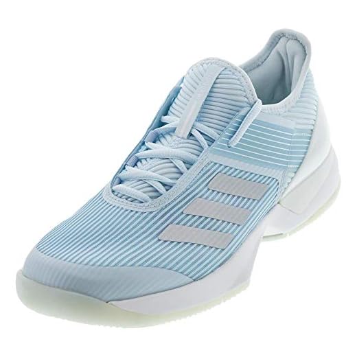 adidas Men's Adizero Ubersonic 3 Tennis Shoe, Sky Tint/Silver/White, 5.5