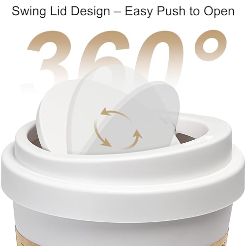 Caneca de basura blanca con tapa abatible 3.4 gal miniatura 3