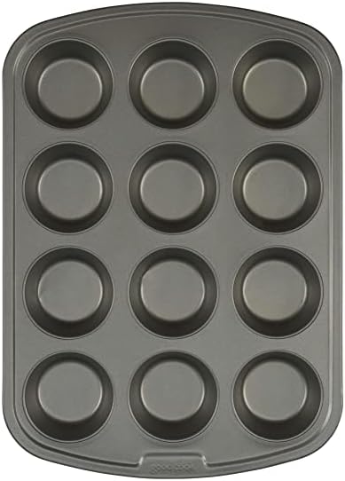 Fezda Aluminium Nonstick 12 Cup Midi Shape Muffin, Cupcake Mould, Bakeware Reusable Tray Pan Mould for Deserts, Pastries and Cookies, Mini Cakes Oven Baking
