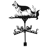Wedhapy Girouette décorative en Fer pour Toit 33 x 55,9 cm indicateur de Direction du Vent pour Cour Jardin Ferme Chien de Berger