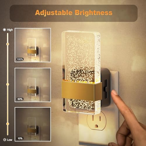 JandCase Night Lights Plug into Wall, Dusk to Dawn Sensor, 3000K Soft White LED, Acrylic Bubble Design, 0 - Additional View