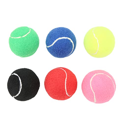 Yuecoom 6Pcs Tennis Training Balls, Multicolor Training Tennis Balls Cashmere and Rubber Tennis Practice Ball Set Pet Dog Playing Balls for Clubs Youth Training