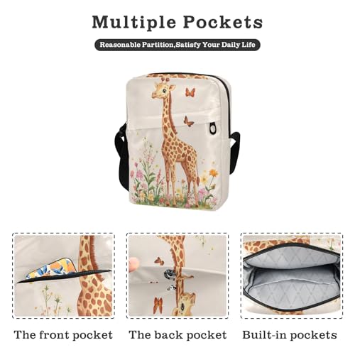 messenger bag for men over the shoulder bags for men Shoulder Hand Bags Adjustable Strap for work work - Cute Giraffe Blush2