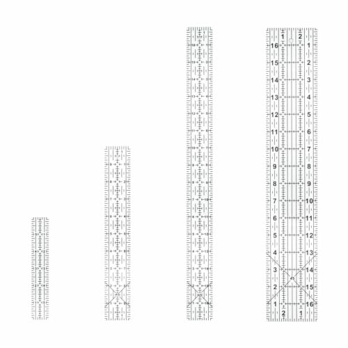 Sewing Rulers Quilting Ruler Acrylic Quilting Templates Sewing Tools Accessories Supplies for Patchwork Precision Fabric Cutting 4pcs(1x6 3x17 1.5x17 1.5x10inch)