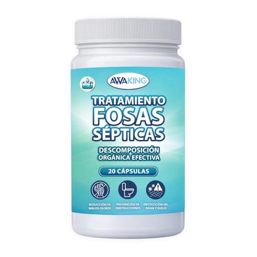 AWAKING Tratamiento Fosas Sépticas 20 Cápsulas | Pastillas con Bacterias Activas | Mantenimiento Mensual y Eliminación de Olores | Fácil Uso en Tuberías y WC | Dosis Pre-Medidas