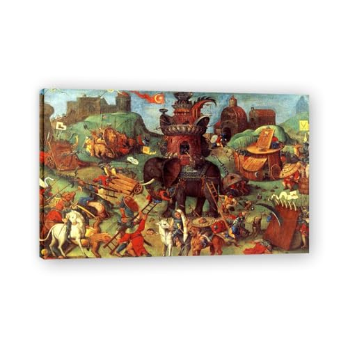 Tableau sur toile Éléphant de guerre Hieronymus Bosch 30x48cm décoration salon