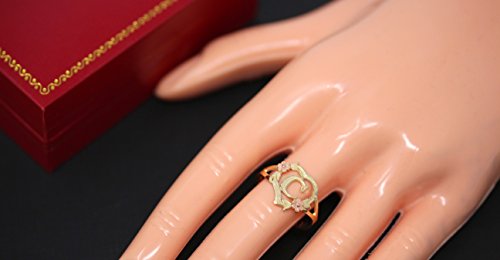 10k Gold Initial Alphabet Personalized Heart Ring - Letter A 5