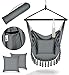 tillvex Hamac Chaise Suspendu + 2 Coussins | Chaise à Franges avec Porte-Boisson - Intérieur et Extérieur | Hamac Siége de Suspension, Balançoire pour Balcon, Jardin, Terrasse