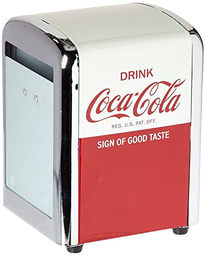 Tablecraft CC381 Coca-Cola Dispenser Tovaglioli, Metà, Rosso, Acciaio Inox