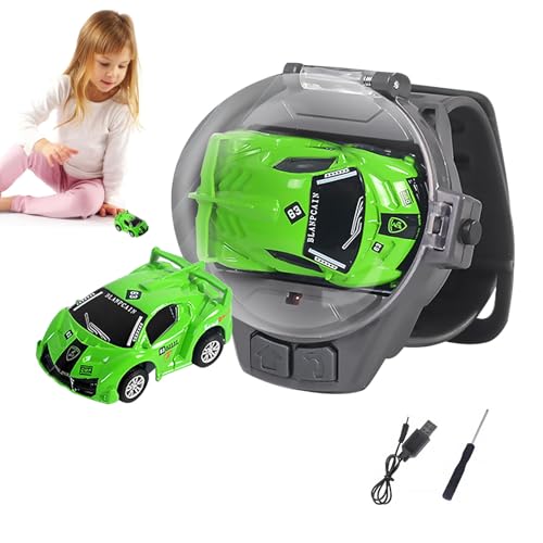 Remote Control Car Watch – Silicone Alloy 8x8x8.5cm | Mini Racing Vehicle USB Rechargeable Watch RC Racing Car | Fun Wearable Toy Carr For Kids Indoor Outdoor Playtime