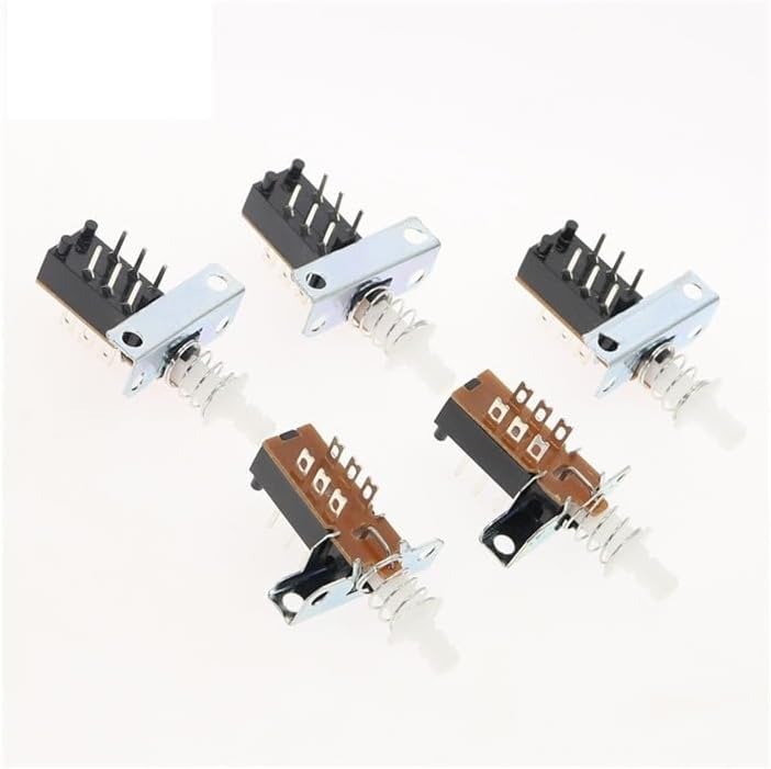 5 Pcs 6 Terminals Spring Loaded SPST Latching Power Push Button Switch